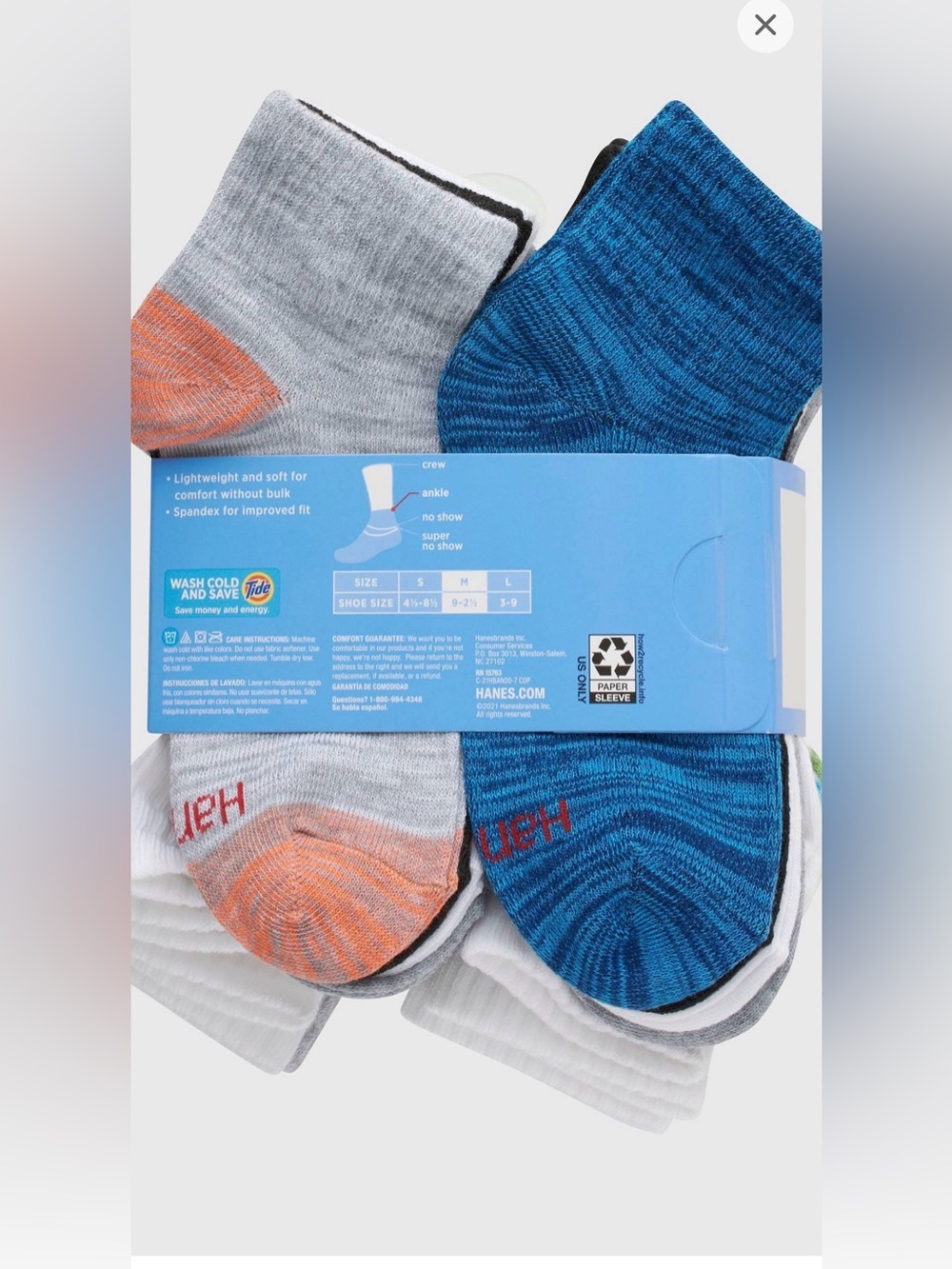 Boys Hanes Socks Size L - Picture 3 of 3